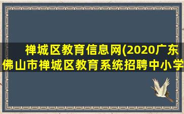 禅城区教育信息网(2020广东佛山市禅城区教育系统招聘中小学教师134人公告 )